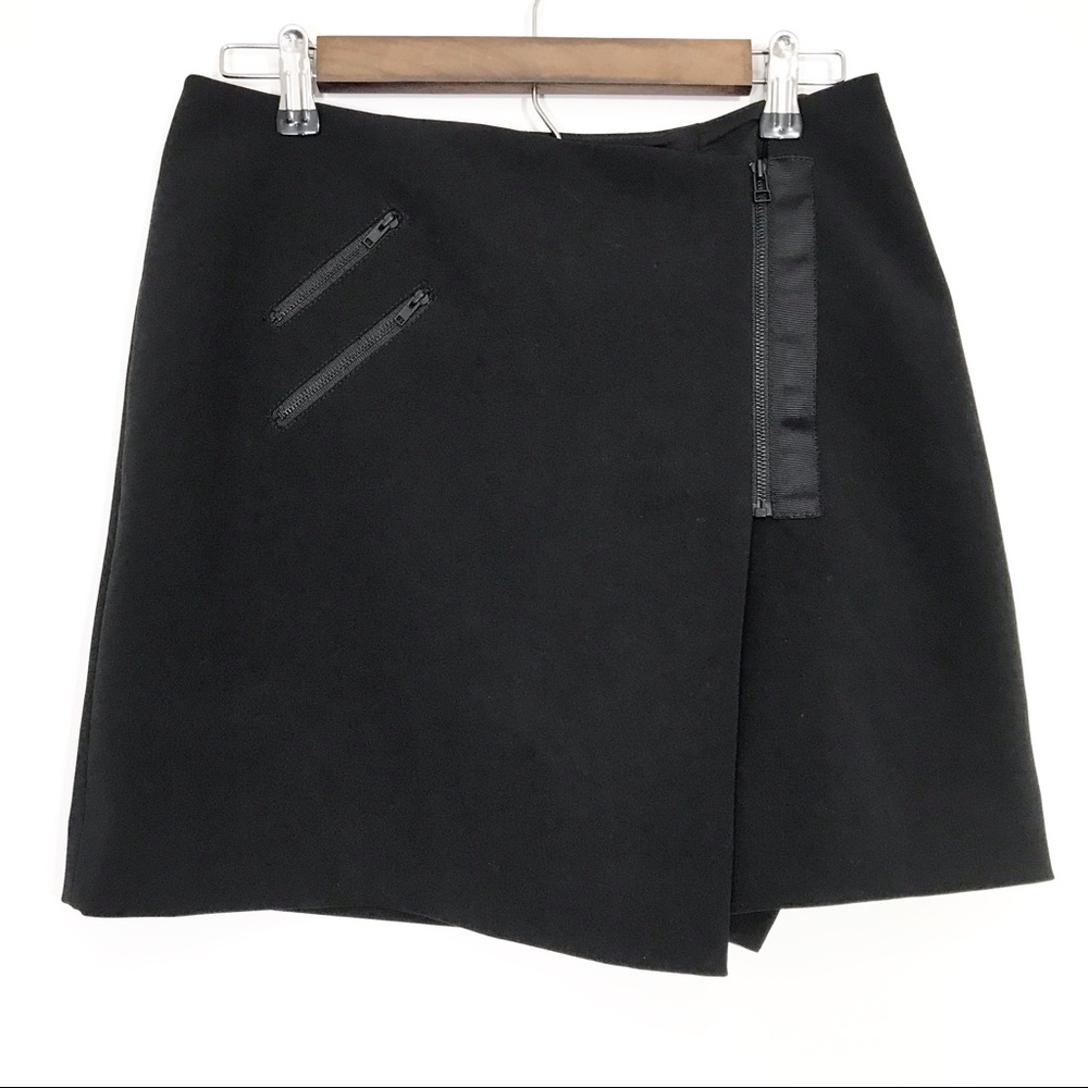 Madewell Black Zipper Wrap Mini Lined Mini Skirt